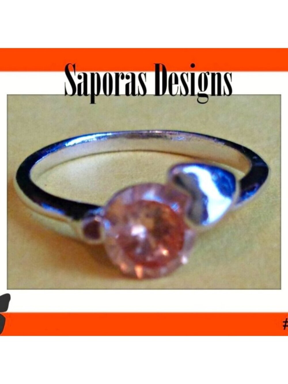 November Topaz Birthstone Theme Ring Silver Tone Size 6 With Heart Design - Picture 1 of 1